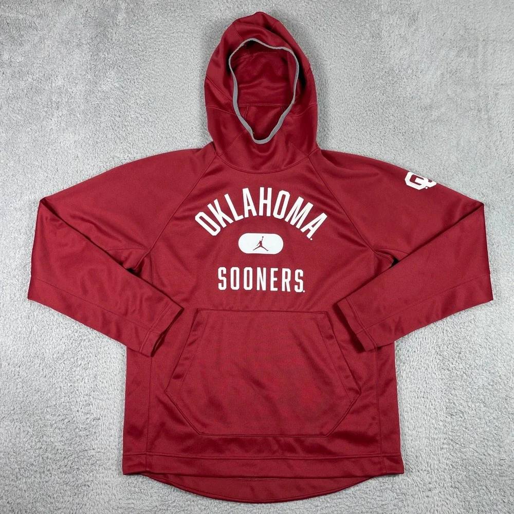 Oklahoma Sooners Jordan Hoodie Mens Medium Red OU Pullover Sweatshirt